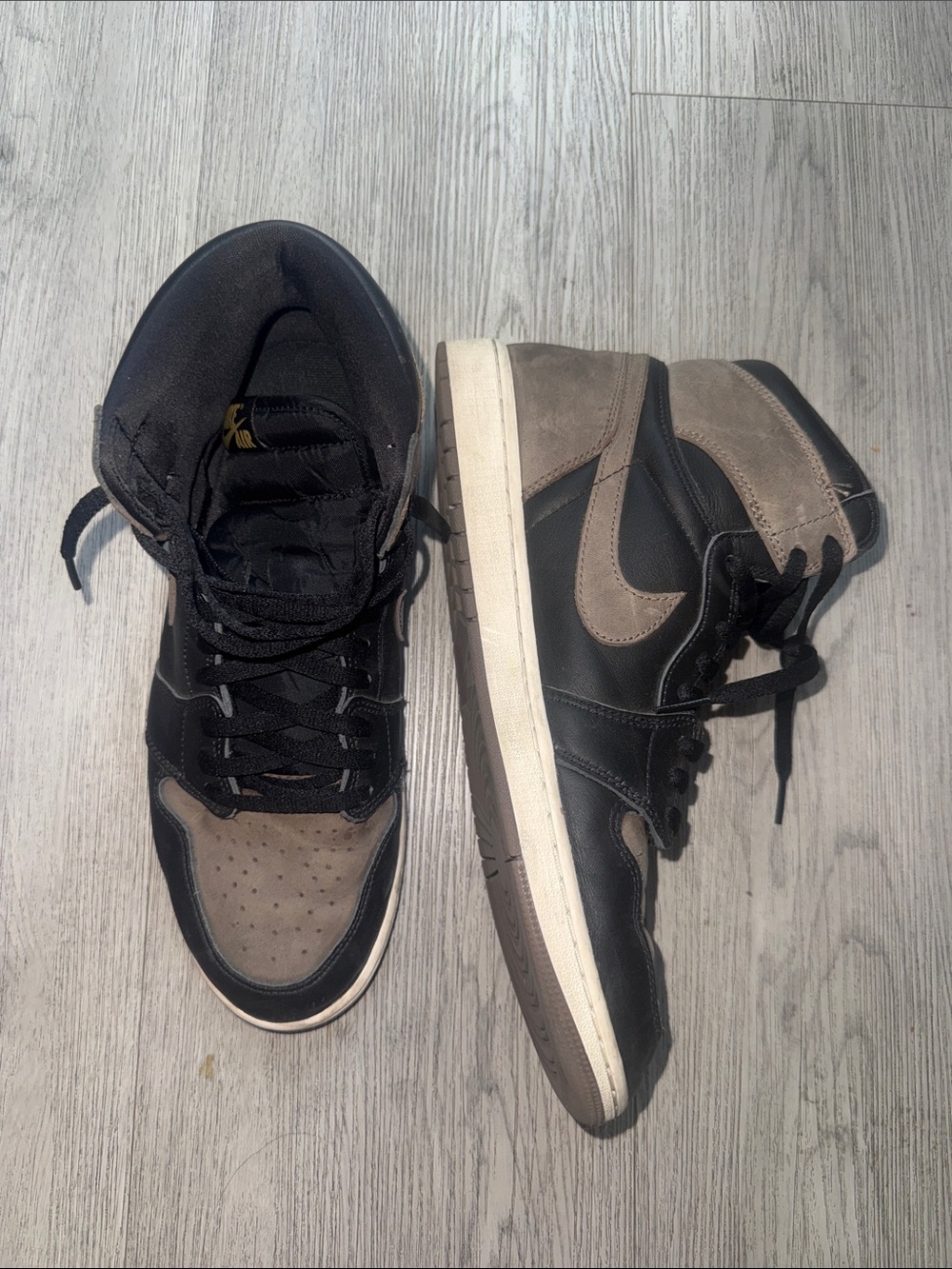 Nike Men’s High-Top Sneakers in Black and Taupe